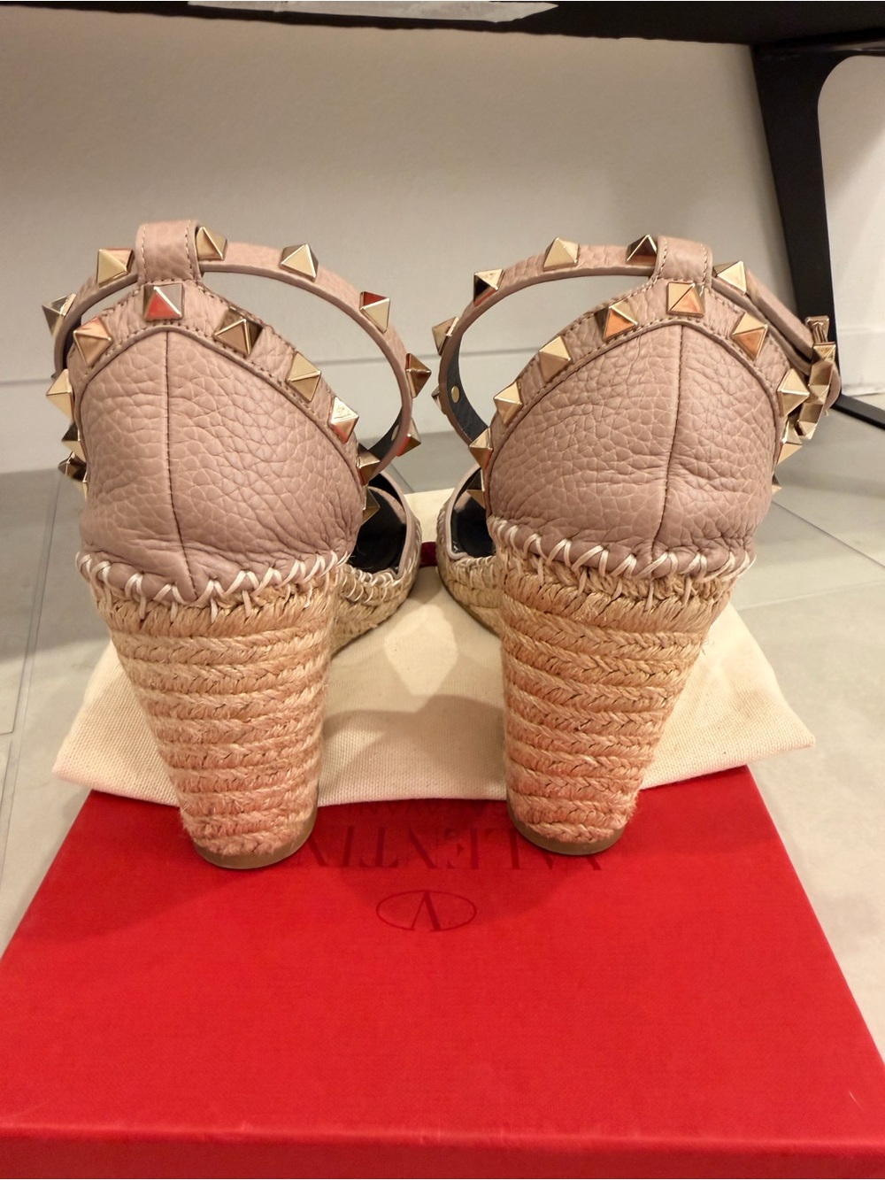 Valentino Garavani Rockstud Double Espadrille Wedge Sandals - Picture 3 of 8